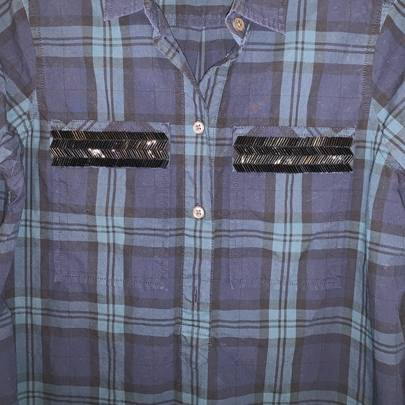 J. Crew Beaded Chevron Popover In Plaid - Picture 14 of 16